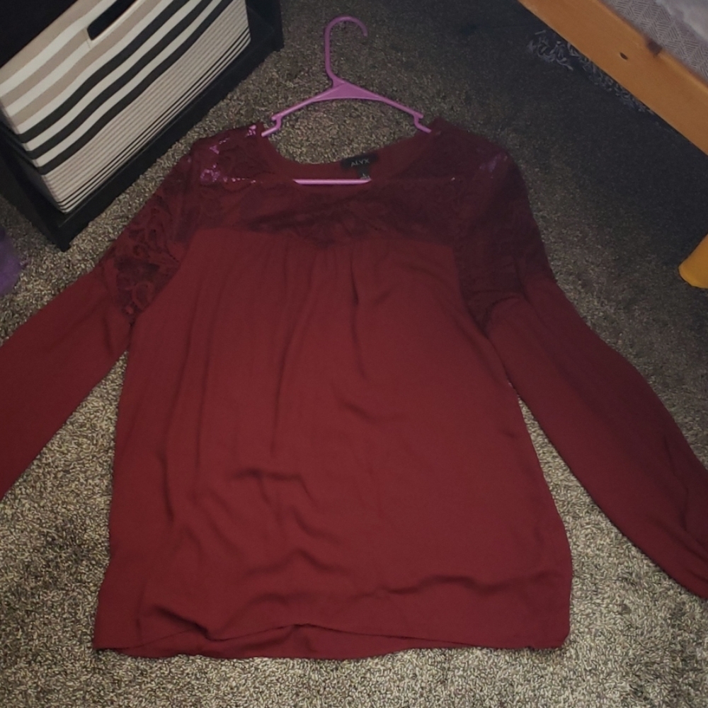 Maroon long sleeve blouse
